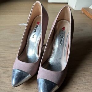 Pink and silver heels